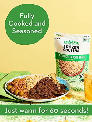 A Dozen Cousins Rice Cooked in Bone Broth | 7g Protein | Contains Collagen | 3 Flavor Variety Pack Rice (6 Pack)