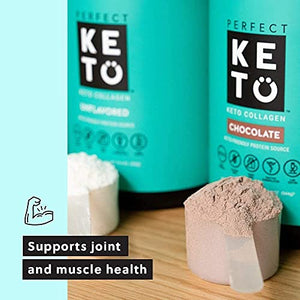 Perfect Keto Collagen Protein Powder with MCT Oil - Grassfed, GF, Multi Supplement, Best for Ketogenic Diets, Use as Keto Creamer, in Coffee and Shakes for Women & Men (Peanut Butter)