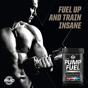 PMD Sports Ultra Pump Fuel Insanity - Pre Workout Drink Mix for Energy, Strength, Endurance, Muscle Pumps and Recovery - Complex Carbohydrates and Amino Energy - Cherry Bombsicle (30 Servings)