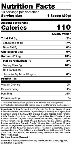 Vegan Organic Plant Protein Powder and Meal Replacement Shake - By 310 Nutrition - Gluten, Dairy and Soy Free - 0g of Sugar | Keto and Paleo Friendly… (Vanilla, 14 Servings)