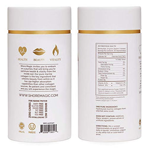 Shore Magic Marine Collagen Powder, Hydrolyzed Marine Collagen Peptides Powder, Sustainably Sourced Wild Fish Skin Collagen, Odorless & Unflavored - Approx. 30 Day Supply, 300g Canister