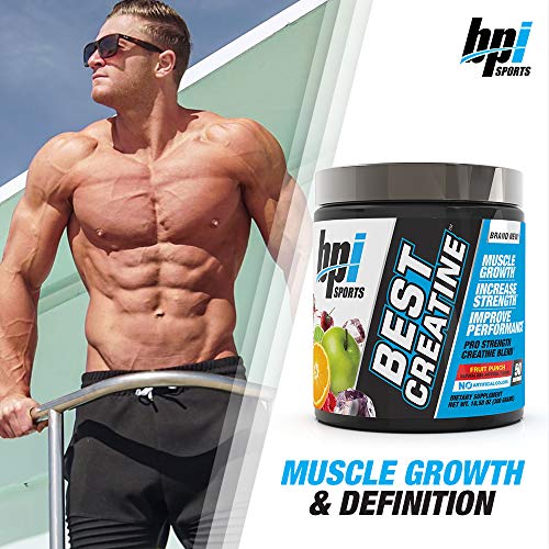 BPI Sports Best Creatine – Creatine Monohydrate, Himalayan Salt – Strength, Pump, Endurance, Muscle Growth, Muscle Definition – No Bloat – Fruit Punch – 50 servings – 10.58 oz.