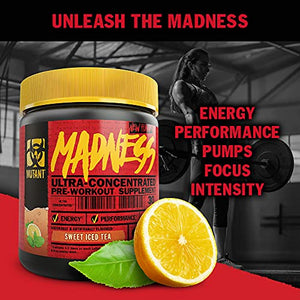 Mutant Madness – Redefines The Pre-Workout Experience and Takes it to a Whole New Extreme Level – Engineered Exclusively for High Intensity Workouts – 225 g – Sweet Iced Tea