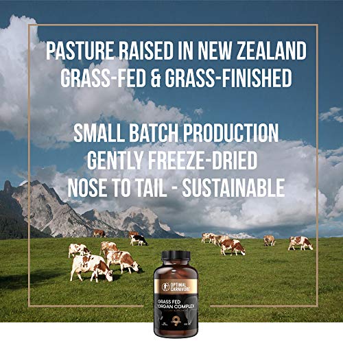 Desiccated Beef Organs, Grass Fed Organ Complex - Beef Liver, Brain, Heart, Thymus, Kidney, Spleen, Gallbladder, Pancreas, Lung, Ancestral Formula (180 Capsules) by Optimal Carnivore