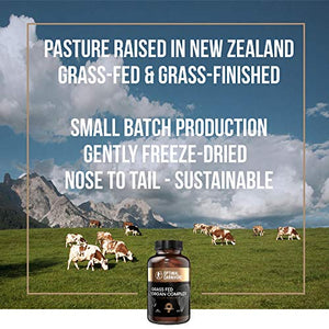 Desiccated Beef Organs, Grass Fed Organ Complex - Beef Liver, Brain, Heart, Thymus, Kidney, Spleen, Gallbladder, Pancreas, Lung, Ancestral Formula (180 Capsules) by Optimal Carnivore