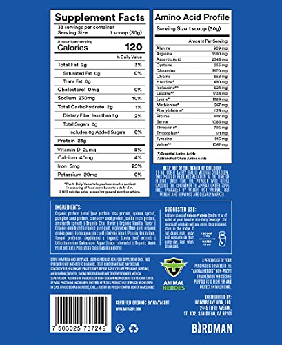 Birdman Falcon Premium Organic Plant Based Protein Powder, Vegan, Low Net Carbs, Keto, No Sugar Added, Non Dairy, Gluten-Free, Soy-Free, Lactose-Free, Non-GMO, Chai Flavor 33 Servings, 2.18lb