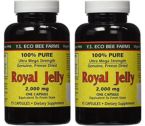 YS Eco Bee Farms Royal Jelly 2,000 mg - 75 Capsules (Pack of 2)