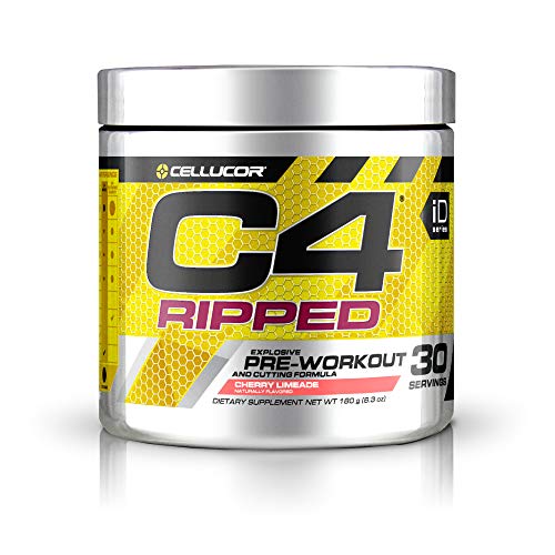 C4 Ripped Pre Workout Powder Cherry Limeade | Creatine Free + Sugar Free Preworkout Energy Supplement for Men & Women | 150mg Caffeine + Beta Alanine + Weight Loss | 30 Servings