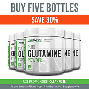 AMRAP Nutrition Vegan Glutamine Powder, 200g, WADA Compliant, Athlete Approved (40 Servings)