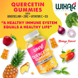 Wixar Naturals Quercetin Gummies - Quercetin 500mg with Bromelain, Zinc, Vitamin C&D3 - Quercetin Gummy Supplements for Immune Support and Allergy - Immunity Booster Vitamins Supplement – 60 Chewable