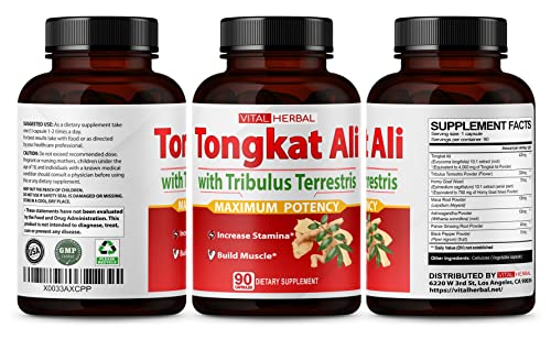 Ultra Tongkat Ali Extract Capsules Equivalent to 5150mg - Maximum Strength with Ashwagandha Tribulus Terrestris Ginseng Horny Goat Weed for Men Women- Increase Energy Build Muscle - 90 Days Supply