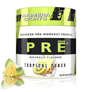 Promera Sports PRE Advanced Pre-Workout Formula, Naturally Flavored, Smooth Energy Boost with No Sugar, No Jitters or Post-Workout Crash, Tropical Punch, 20 Servings, 5.65 Ounces