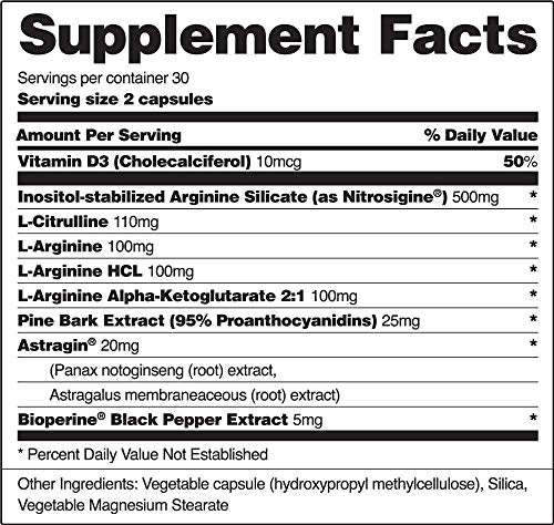 Snap L Arginine Capsules - Blood Circulation Supplements with Nitrosigine & L Citrulline for Natural Energy, Increase Blood Flow & Muscle Growth, Herbs for Cardio Health (60 Capsules)
