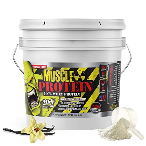 Colossal Labs 100% Whey Protein Powder Isolate/Blend | Fast-Absorbing Workout Supplements for Men and Women | 25g of Pure Protein and 5.5g of BCAAs in Each Serv (Vanilla, 15LB)
