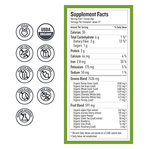 Botanica Organic Unflavored Greens Superfood Powder with Spirulina, Chlorella, Barley & Wheat Grass (27 Servings), No Dairy, Gluten, Soy, Stevia or Added Sugar, Premium Whole Food Ingredients