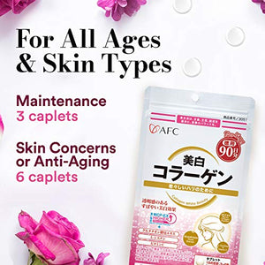 AFC Japan Collagen White Beauty with Marine Collagen Peptide, Glutathione, L-Cystine - 1.5X Better Absorption Than Other Collagen – for Skin Firmness & Whitening– 90 Days Supply's