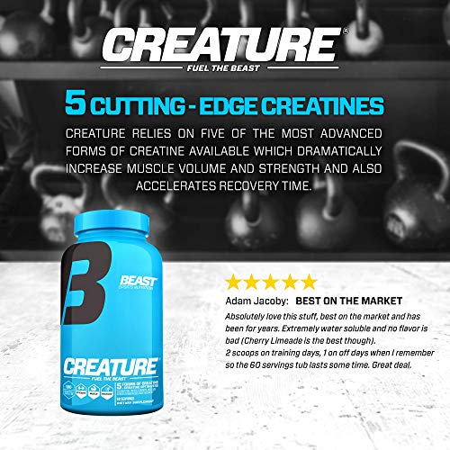 Beast Sports Nutrition Creature - 180 Vegetable Capsules, Pack of 2 - 5 Forms of Creatine + Creatine Optimizers - Improve Strength, Muscle Tone, Endurance, Recovery & Energy - 120 Total Servings