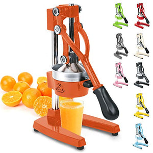 Zulay Professional Citrus Juicer - Manual Citrus Press and Orange Squeezer - Metal Lemon Squeezer - Premium Quality Heavy Duty Manual Orange Juicer and Lime Squeezer Press Stand, Orange