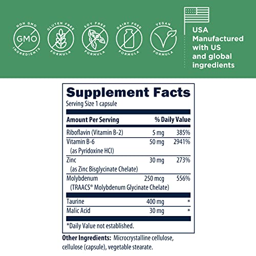 Designs for Health Zinc Supreme - 30mg Zinc Bisglycinate Chelate Supplement with Cofactors Taurine, Vitamin B6, B2 + Molybdenum - Immune Support Supplement - Vegan + Non-GMO (90 Capsules)