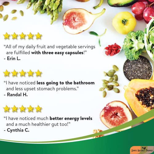 Fruit and Vegetable Supplements - 90 Veggie and 90 Fruit Capsules - Made with Whole Food Superfoods, Packed Vitamins & Minerals - No Fillers or Extracts - Soy Free - by Simply Nature's Promise