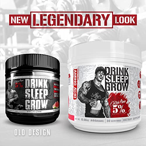 Rich Piana 5% Nutrition Drink Sleep Grow | Nighttime Muscle Builder, BCAA Post Workout Recovery Drink | Aminos, EAAs, Glutamine, GABA, Mucuna Pruriens, Joint Support | 15.66 oz (Watermelon)
