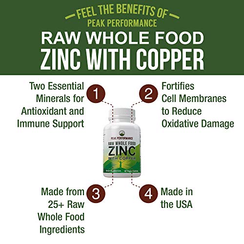Raw Whole Food Zinc with Copper + 25 Organic Vegetables and Fruit Blend for Max Absorption. Immune Support Supplement Capsules. Two Essential Minerals for Immunity Support . Vitamin Pills, Tablets