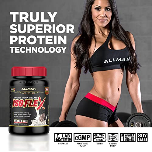 ALLMAX Nutrition - ISOFLEX Whey Protein Powder, Whey Protein Isolate, 27g Protein, Strawberry, 2 Pound