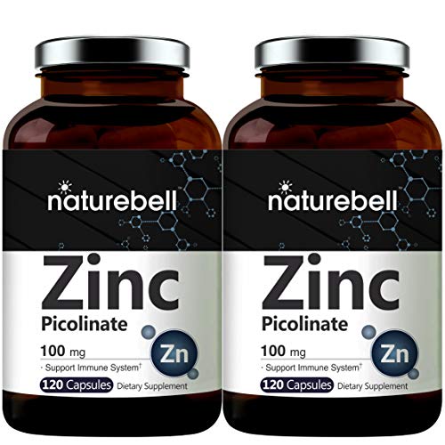 2 Pack Maximum Strength Zinc 100mg, Zinc Picolinate Supplement, 120 Capsules, Zinc Vitamin and Immune Vitamins for Enzyme Function and Immune Support, Non-GMO and Made in USA