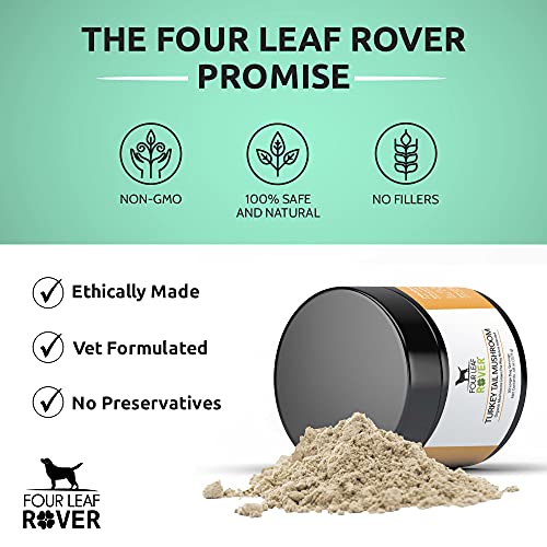 Four Leaf Rover: Turkey Tail Mushroom Extract - Critical Immune Support and Prebiotic for Dogs - Up to 200 Servings, Depending on Dog’s Weight - Rich in Beta-Glucans - Vet Formulated - for All Breeds