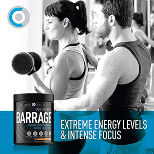 Core Active Barrage Pre Workout - Pre-Workout for Men and Women with Creatine, Beta-Alanine, Agmatine Sulfate, and Caffeine - Pump Up Your Workout with Intense Energy and Focus - Orange (30 Servings)