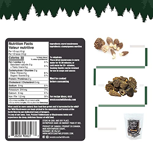 West Coast Wild Foods | Dried Wild Mushrooms (Morel, 1.05oz - 30g)