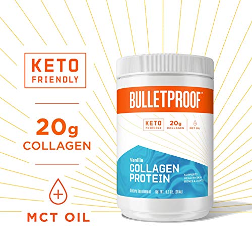 Vanilla Collagen Protein Powder with MCT Oil, 19g Protein, 9.3 Oz, Bulletproof Collagen Peptides and Amino Acids for Healthy Skin, Bones and Joints