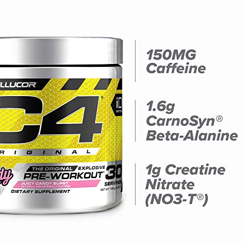 C4 Original Pre Workout Powder Juicy Candy Burst | Sugar Free Preworkout Energy Supplement for Men & Women | 150mg Caffeine + Beta Alanine + Creatine | 30 Servings