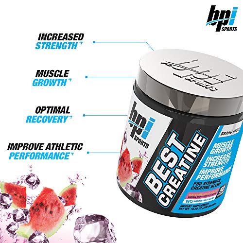 BPI Sports Best Creatine - Creatine Monohydrate, Himalayan Salt - Strength, Pump, Endurance, Muscle Growth, Muscle Definition - No Bloat - Watermelon Cooler - 50 servings - 10.58 Ounce