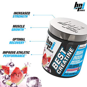 BPI Sports Best Creatine - Creatine Monohydrate, Himalayan Salt - Strength, Pump, Endurance, Muscle Growth, Muscle Definition - No Bloat - Watermelon Cooler - 50 servings - 10.58 Ounce