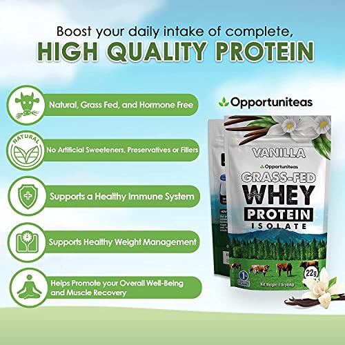 Vanilla Whey Protein Powder - Grass Fed Whey Isolate + Real Sugar & Vanilla Flavor - Perfect for Shakes, Smoothies, Drinks, Cooking & Baking - Non GMO & Gluten Free - 5 lb
