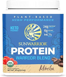 Sunwarrior - Warrior Blend, Plant Based, Raw Vegan Protein Powder with Peas & Hemp, Mocha, 15 Servings