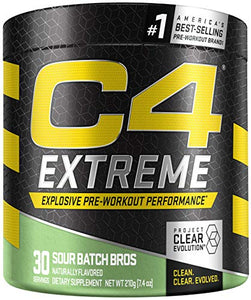 C4 Extreme Pre Workout Powder Sour Batch Bros | Sugar Free Preworkout Energy Supplement for Men & Women | 200mg Caffeine + Beta Alanine + Creatine | 30 Servings