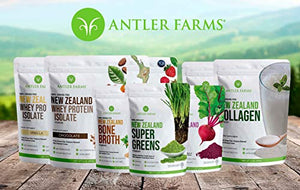 Antler Farms - 100% Pure New Zealand Collagen Powder from Grass Fed Cows, Unflavored, 1 lb - Hydrolyzed Cold Water Soluble Peptides, Keto Friendly, Bioavailable, Quick Dissolving