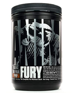 Animal Fury - Pre Workout Powder Supplement for Energy and Focus - 5g BCAA, 350mg Caffeine, Nitric Oxide, Without Creatine - Powerful Stimulant for Bodybuilders - Orange - 30 Servings, 17.9235 Ounce