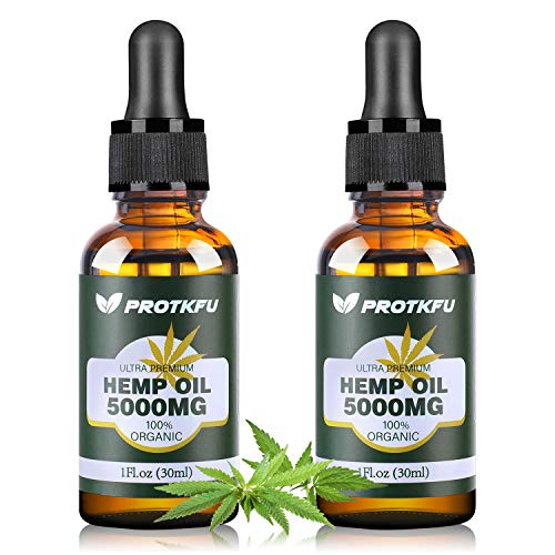 (2 Pack) 5000MG Hemp Oil for Pain, Anxiety & Stress Relief - 100% Natural Organic Hemp Extract - Rich in Vitamin & Omega, Helps with Deep Sleep Skin & Hair Health, Immune System Support