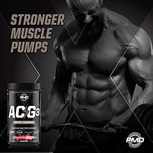 PMD Sports ACG3 Supercharged - Pre Workout - Powerful Strength, High Energy, Maximize Mental Focus, Endurance, Optimum Workout Performance for Men and Women - Strawberry Margarita (60 Servings)