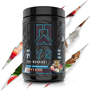 Ryse Blackout Pre-Workout | Ryse Up Supplements | Fuel Your Greatness™ | Energy, Endurance, Focus, Next Level Pump, Beta Alanine & NO3-T® Betaine Nitrate, 25 Servings (Tiger's Blood)