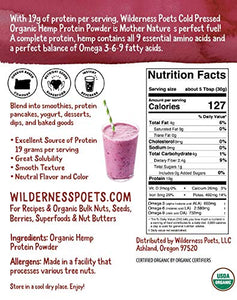 Wilderness Poets, Cold Pressed Organic Hemp Protein Powder, 19 G (352 Ounce - 22 Pound)