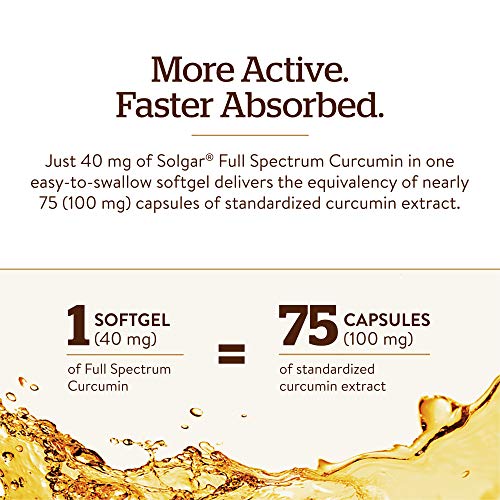 Solgar Full Spectrum Curcumin Liquid Extract, 105 Softgels - Faster Absorption - Brain, Joint & Immune Health - Long Lasting Support - Non GMO, Gluten Free, Dairy Free - 105 Servings