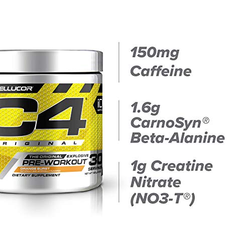 C4 Original Pre Workout Powder Orange Burst | Vitamin C for Immune Support | Sugar Free Preworkout Energy for Men & Women | 150mg Caffeine + Beta Alanine + Creatine | 30 Servings