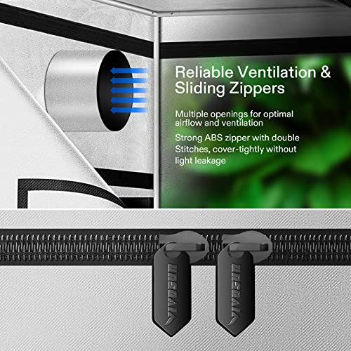 VIVOSUN 48"x24"x60" Grow Tent with Observation Window and Floor Tray, 2x4 FT Mylar hydroponic Tents for Plants