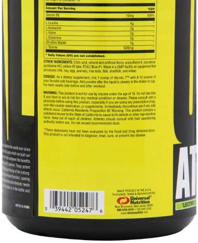 Universal Nutrition - Atomic 7 Enhanced BCAA Supplement - 8g BCAA with 2g Glutamine, 1g Citrulline Malate, 500mg L-Taurine - 'lectric Lemon Lime - 70 Servings