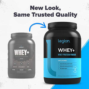 Legion Whey+ Unflavored Whey Isolate Protein Powder from Grass Fed Cows - Low Carb, Low Calorie, Non-GMO, Lactose Free, Gluten Free, Sugar Free, All Natural Whey Protein Isolate , 30 Servings…