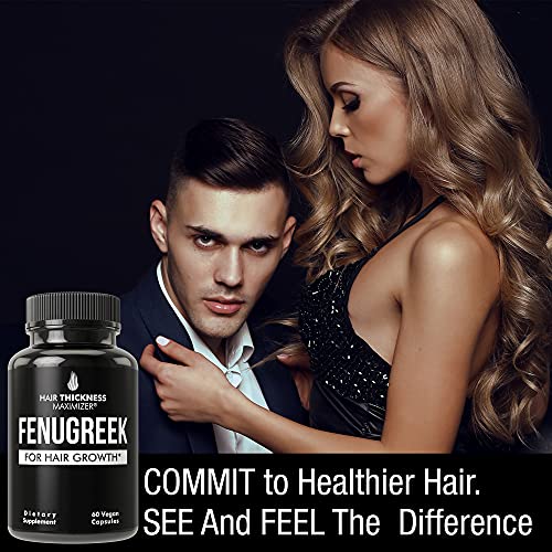Organic Fenugreek Vegan Capsules. Hair Growth Vitamins Supplement for Women and Men for Hair Loss and Thinning. Hair Regrowth Natural Pills. Gluten Free Pure Extract Seed Powder Tablets